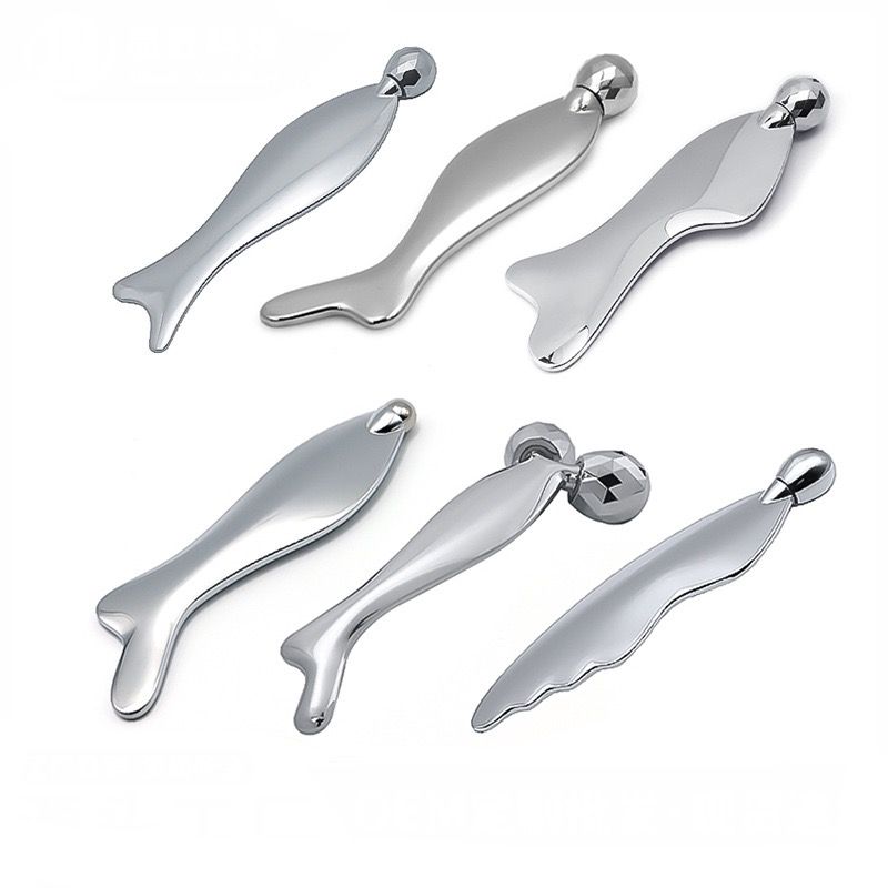 Ergonomic Design Fish Shape Multifunctional Mermaid Scraping Board 3D Roller Face Massager