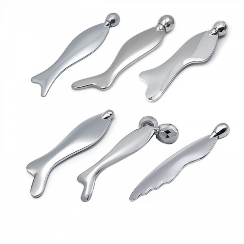 Ergonomic Design Fish Shape Multifunctional Mermaid Scraping Board 3D Roller Face Massager