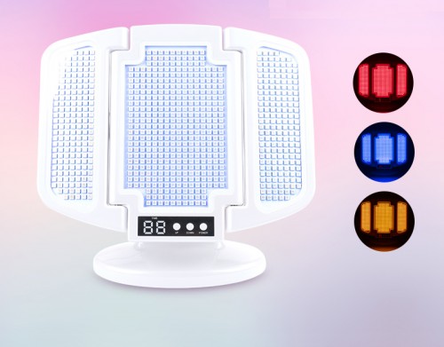Sain Portable Photon Therapy Beauty Device and Cosmetic Mirror with LED Light for Facial Skin Rejuvenation