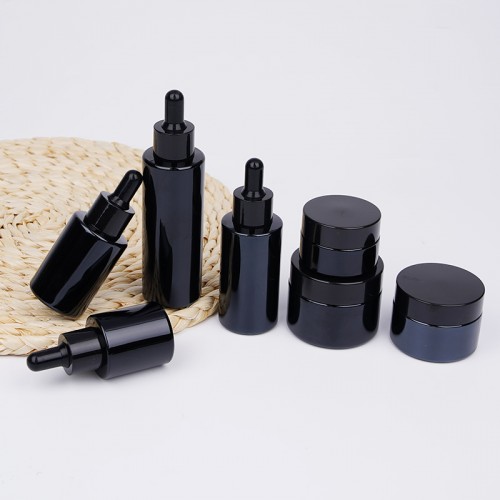 black glass cream jar serum glass dropper bottle lotion pump bottle cosmetic bottle container