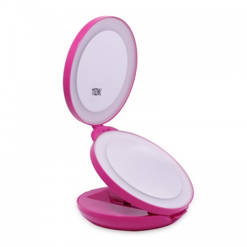 Upgraded Travel Portable Folding Rechargeable 1X/10X Magnifying LED-illuminated Makeup Mirror