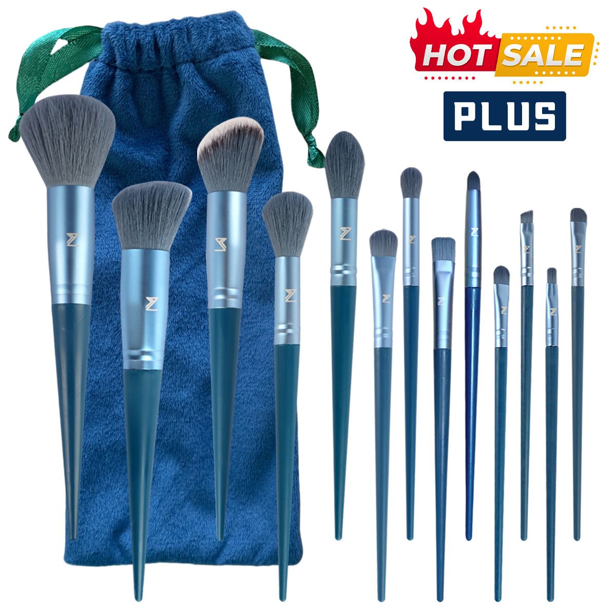 Professional 12PCS Makeup Brush Set with Pouch | OEM Private Label Cosmetic Brush Manufacturer