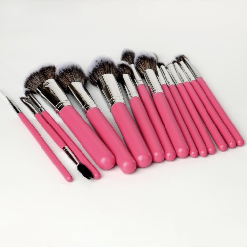 Wholesale 15 Pcs Pink Makeup Brush Set Soft Synthetic Hair Cosmetic Brushes with Custom Logo Private Label