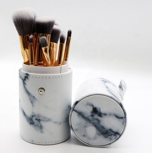 2018 Hot Selling Custom Logo Vegan Marble Makeup Brush with Cylinder and Box