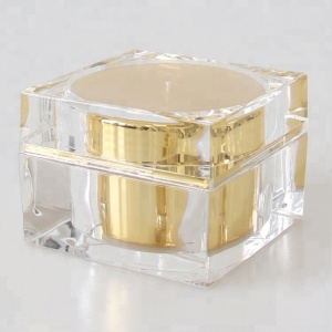 30G Gold Acrylic Square Cosmetic Empty Cream jar