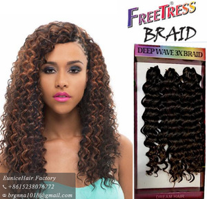 3X Savana deep wave twist spring twist hair synthetic hair peice with 27pcs jerry curly freetress crochet hair