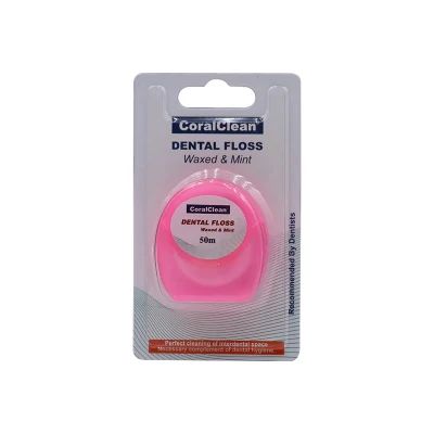 50 Meters Dental Floss Nylon Floss Waxed with Mint Flavor Customized
