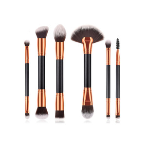 6pcs Double-headed Makeup Brushes Set Travel Tool Kit With PVC Bag