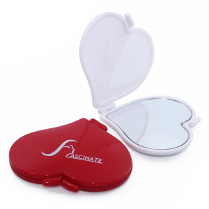 Bulk sale heart shape compact mirror plastic mini pocket mirror with private logo