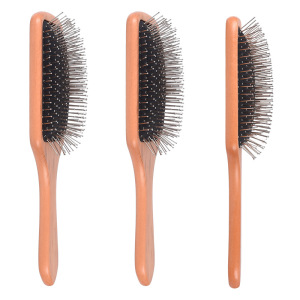 Detangling Nylon Pins & Boar Massage Hair Brush Private Label Custom Wood Hairbrush Natural Bristle Hair Brushes with Logo