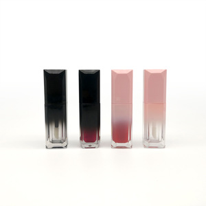 In stock wholesale plastic cosmetics usage liquid lipstick tube case container 5ml black empty lip gloss tube with brush