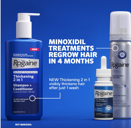 Men’s Hair Regrowth Foam 5% – Unscented Topical Aerosol, 3 Month Supply (3 x 2.11 oz)