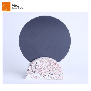 New Arrival Fashion Item Desktop Folding Removable Granite Terrazzo Makeup Mirror