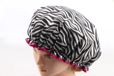 Printing Textile Double Layer Waterproof Bath Shower Cap