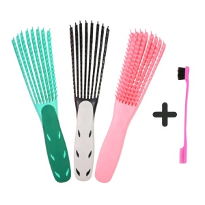 Private Logo One Piece, Plastic Handle Styling Hair Brush Wet Detangling Flexible Hair Brush/