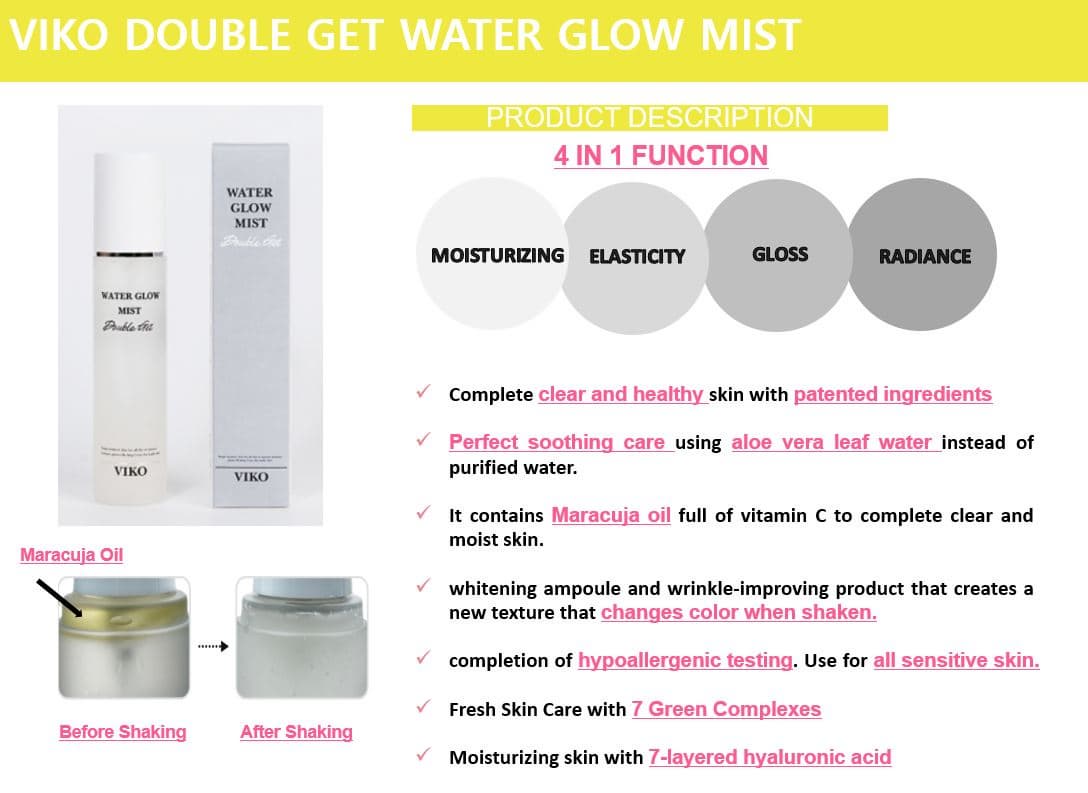 VIKO DOUBLE GET WATER GLOW MIST (KOREA OEM COSMETICS // PRIVATE LABEL COSMETICS// KOREA SKIN CARE)