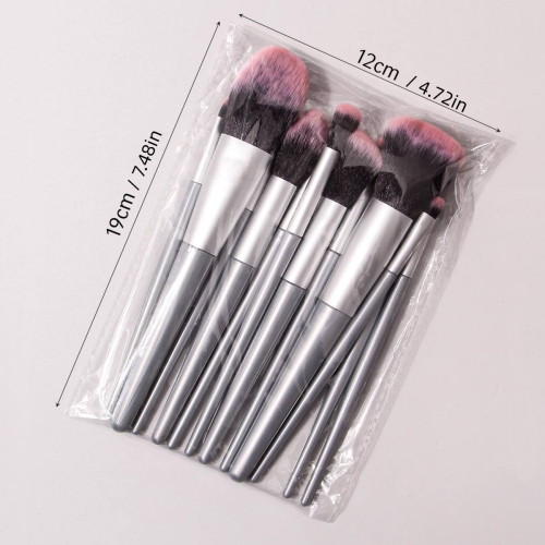 OEM/ODM Factory Price 11pcs Professional Cosmetic Makeup Brush Set Silver Handle Black Pink Gradient Bristles Beauty Tools