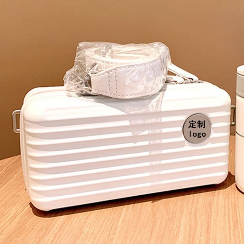 7-Inch Waterproof White PP Hard-shell Suitcase Cosmetic Bag Small Makeup Case For Evening Travel