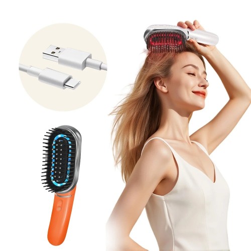 Home Use Red Light Therapy Sonic Vibrating Scalp Massager Hair Serum Applicator Hair Growth Laser Comb