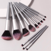 OEM/ODM Factory Price 11pcs Professional Cosmetic Makeup Brush Set Silver Handle Black Pink Gradient Bristles Beauty Tools