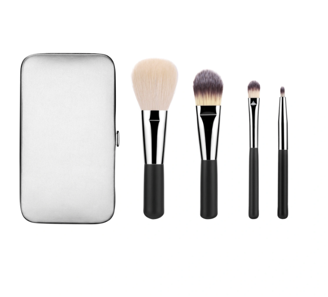 4pcs Travel Brush Set Makeup Brush with Wallet Box