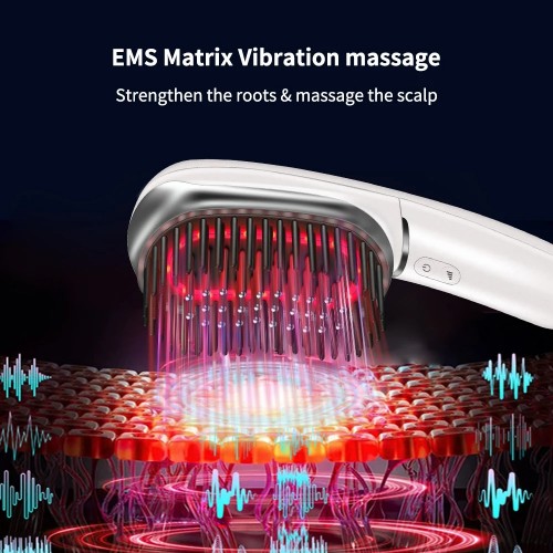 Home Use Red Light Therapy Sonic Vibrating Scalp Massager Hair Serum Applicator Hair Growth Laser Comb