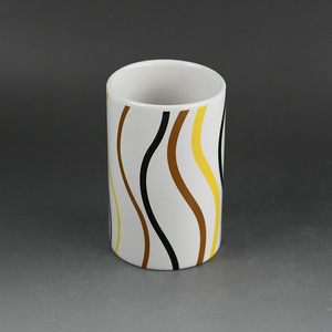 Black and yellow stripe ceramic bathroom set