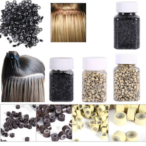 Black, brown, beige color Top quality human hair extension bead links lined micro beads