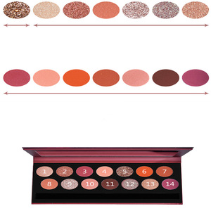 Custom makeup pigmented glitter eyeshadow with customized cardboard eyeshadow palette packaging