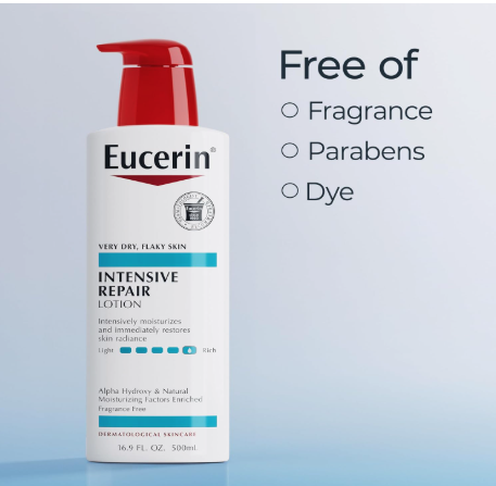 Eucerin Intensive Repair Body Lotion for Dry Skin – Moisturizer &amp; Exfoliating Care, Fragrance-Free &amp;