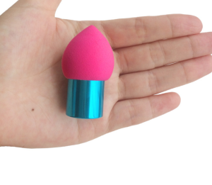 Free Sample Custom Color Short Plastic Handle Mushroom Shape Make up Powder Puff Makeup Sponge With Case