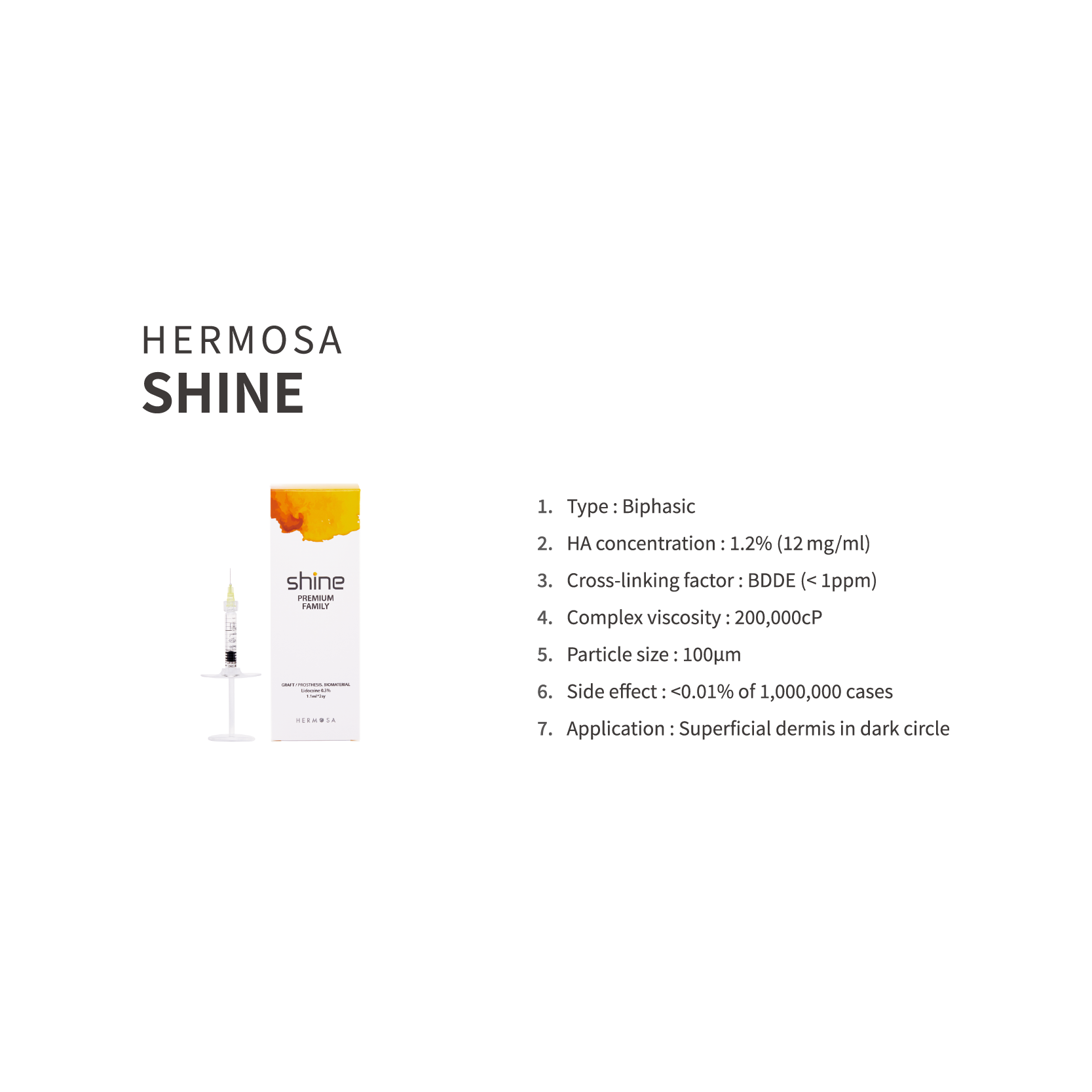 HERMOSA Dermal Filler_SHINE (Under eye circles) 1.0 ml * 2 syringe / pack