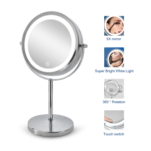 High Transparency Stand Desktop Led Makeup Mirror With Light