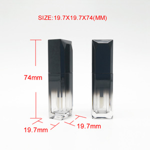 In stock wholesale plastic cosmetics usage liquid lipstick tube case container 5ml black empty lip gloss tube with brush