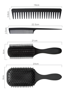 New Arrivals 4 In 1 Salon Tool Hair Brush Set Paddle Hair Styling Brush Wide Tooth Comb Tail Comb