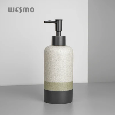 Simple Design White and Grey with Marble Polyresin Bathroom Soap Dispenser