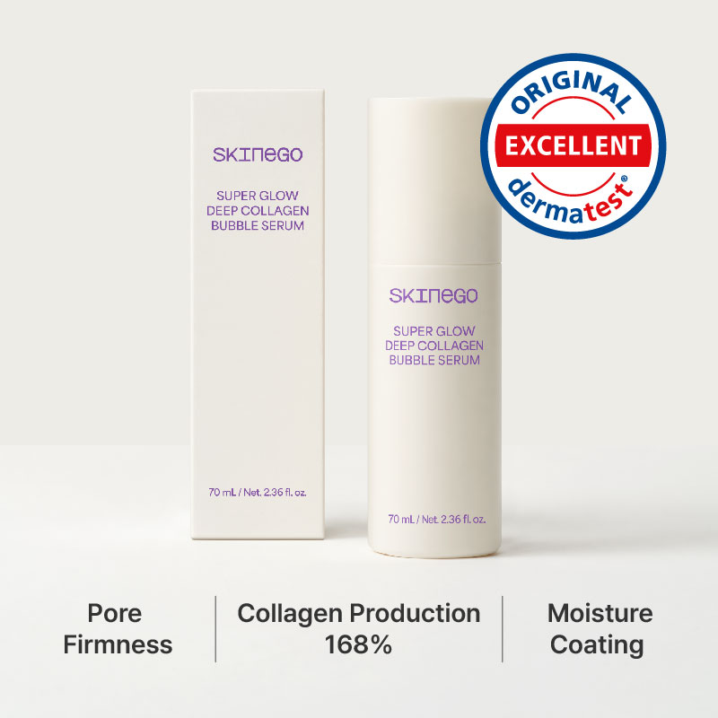 SKINEGO SUPER GLOW DEEP COLLAGEN BUBBLE SERUM, KOREAN SKINCARE, AMPULE, SERUM, COLLAGEN