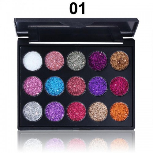 15 Colors Glitter Eyeshadow Sequins Shimmer Shiny Powder Palette Eyeshadow Cosmetic Waterproof Eye Shadow Powder Eyes MakeupTSLM