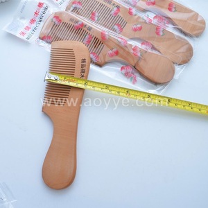 Best sell Natural materials processing comb peach color wooden comb hair, laser marking