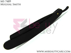 Black coated Straight Razor/Steel blade and plastic handle