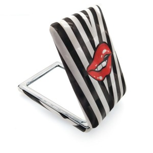 Creative Fashion Red Lips Rectangular Handheld Cosmetics Makeup Pocket Mirror Shape with Lip