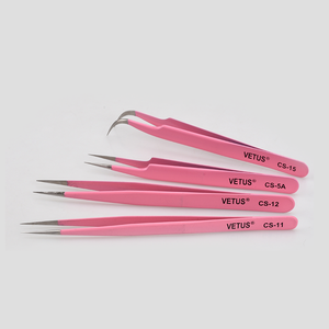 Customize various styles eyebrow tweezers set angled tipped flat stainless steel mini eyelash tweezers