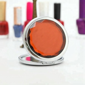 Customized Fashion Portable 70mm Compact folding metal Crystal Pocket Mirrors