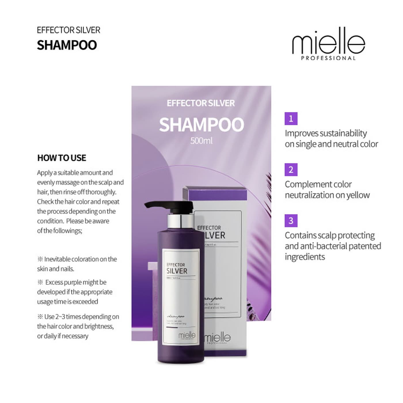 Long Lasting Anti Yellow Shampoo Treatment and Essence Oil Made in Korea