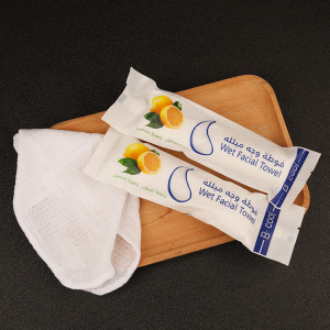OEM Lemon 100% cotton  fresh wet facial towels refreshing tissue