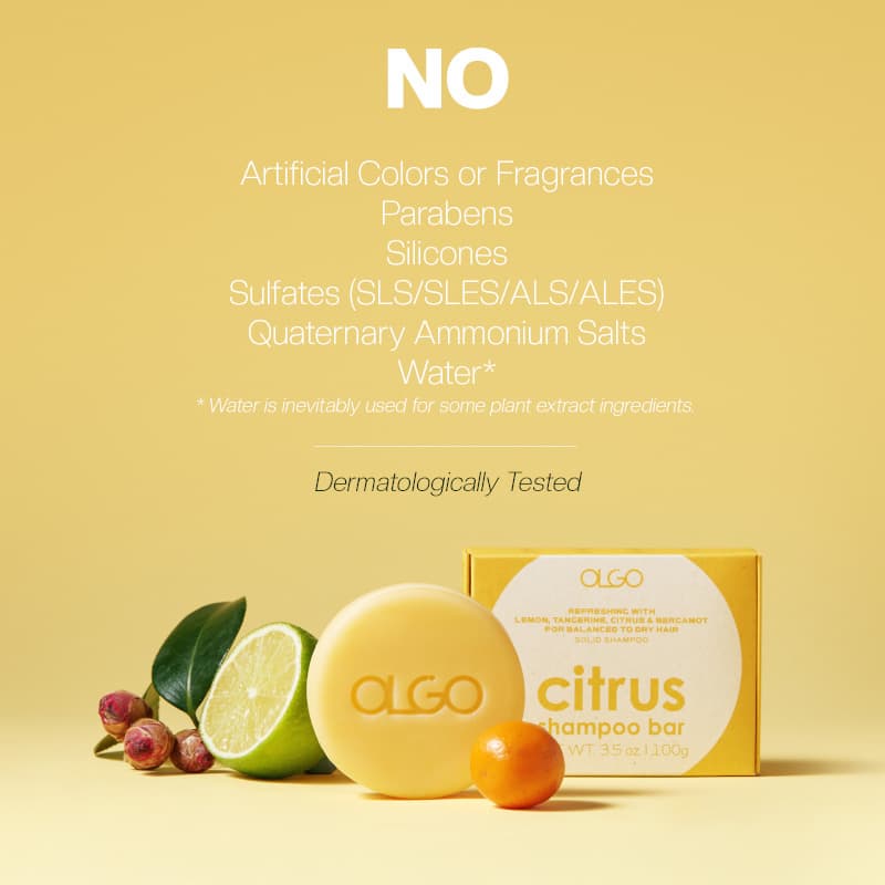 OLGO Citrus Shampoo Bar - Vegan soap-free solid shampoo for hair nutrition with argan, jojoba oil