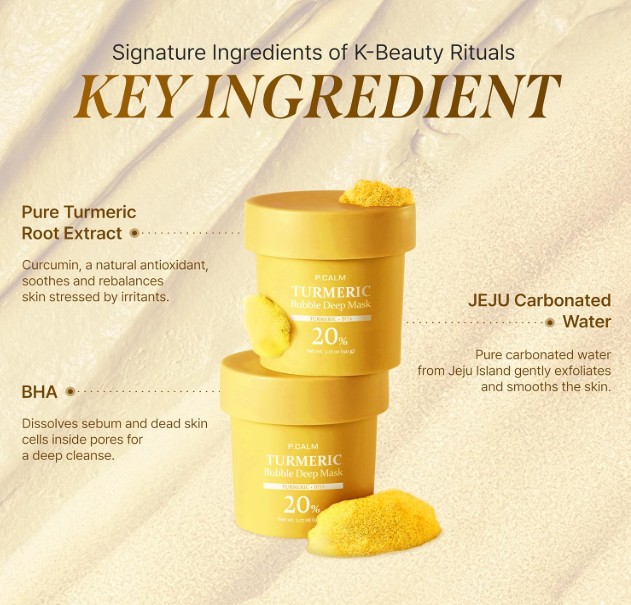 P.CALM TURMERIC Bubble Deep Mask