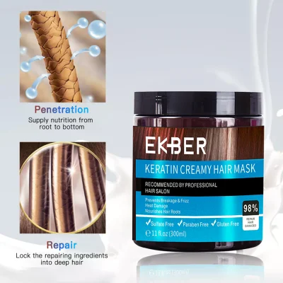Wholesale New Listing Ekber Factory Sale Keratin Smoothing Morroco Argan Coconut Oil Silky Thicker Hair Treatment Mask