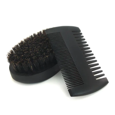 Wholesale Price Custom Black Wood Hair Wide Tooth Comb Beard Care Kits Man&prime;s Beard Brush and Comb Sets