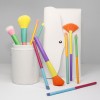 Colorful 10pcs Makeup Brush Set with Vibrant Rainbow Bristles Professional Neon Cosmetic Brushes for Private Label OEM